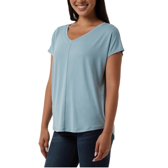 32 Degrees Cool Women's Soft Luxe Short Sleeve V-Neck Top, XXL Blue - Picture 5 of 14
